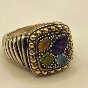 EFFY size 7 sterling silver and 14k gold ring